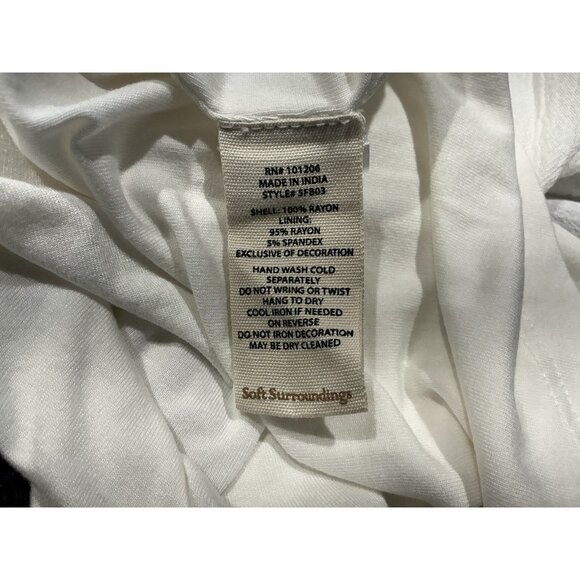 Soft Surroundings Tunic Size 3X White Lined Embroidered Shoulder Cutouts Boho - Picture 8 of 9